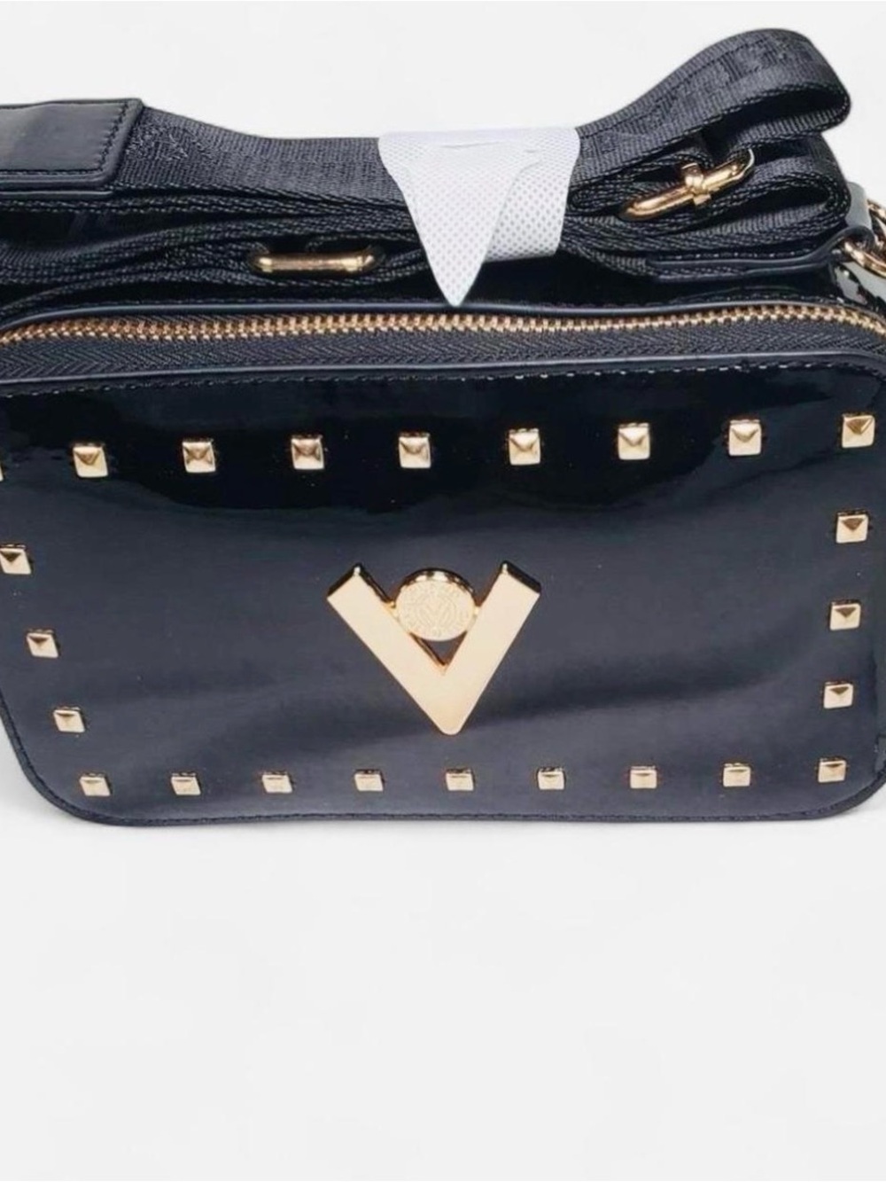 Valentino Orlandi Black Crossbody with Gold Studs